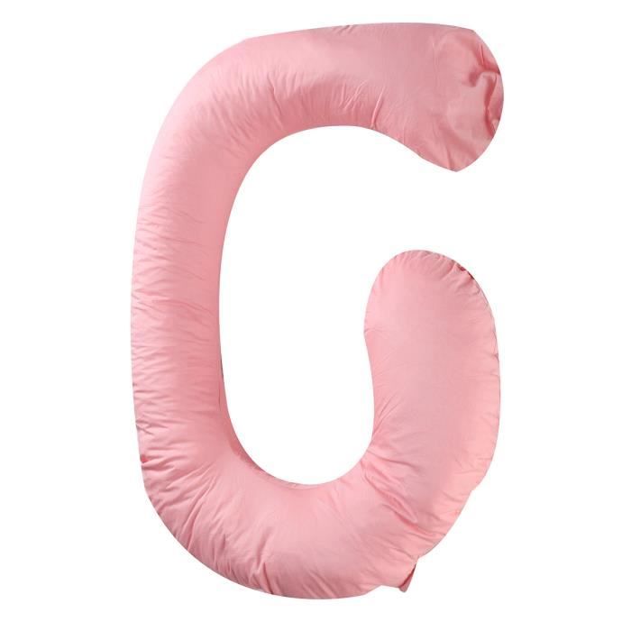 TEMPSA 75x130cm Coussin de Maternité Graphique Oreiller de Grossesse En forme de G ROSE