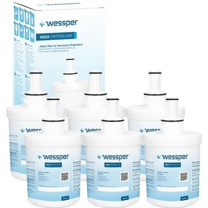 6x Aqua Crystalline filtre à eau compatible pour Samsung réfrigérateur DA29-00003F, HAFIN1/EXP, DA97-06317A-B, Aqua-Pure Plus