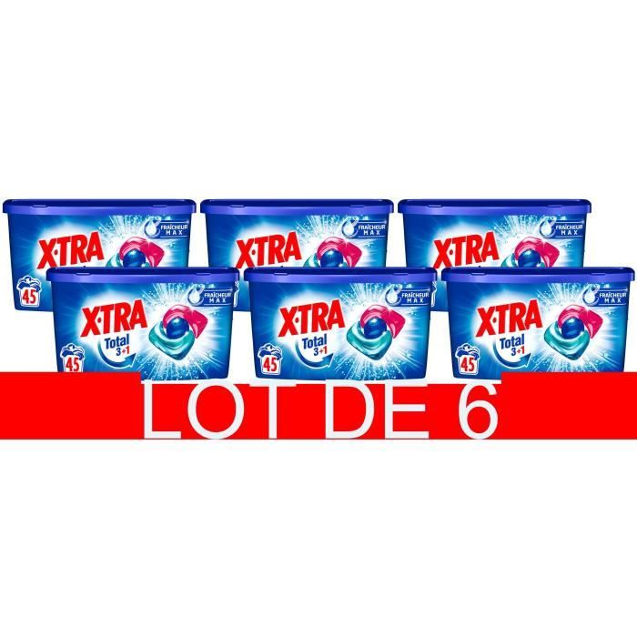 X•TRA Lessive Trio-Caps Total 3+1 - 45 doses