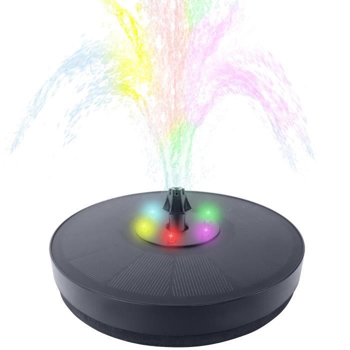 YUENFONG Fontaine Solaire Extérieur 3W avec Lumières Colorées LED - Pompe Bassin Solaire pour Jardin, petit étang