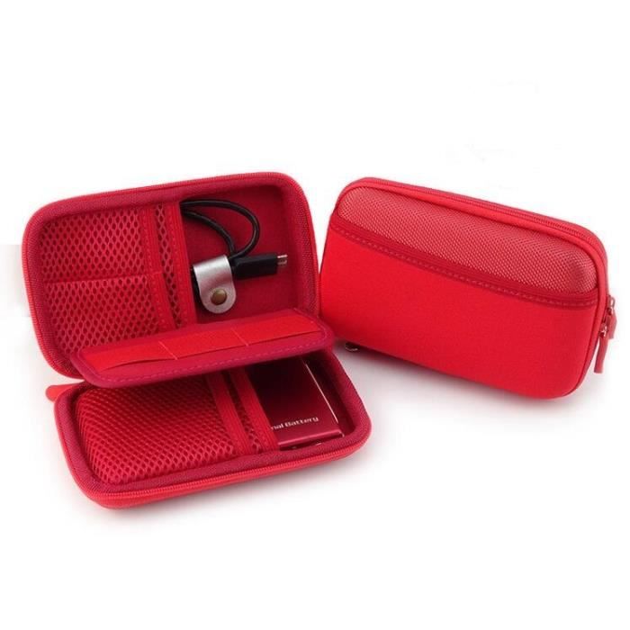 étui / case / boîtier / sac / housse de protection antichoc pour disque dur externe 2,5- Western Digital etc.-rouge