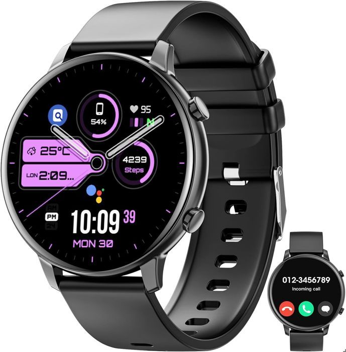 Aptkdoe P66 Smartwatch 47mm Homme Femme – Montre Podomètre écran HD Grise