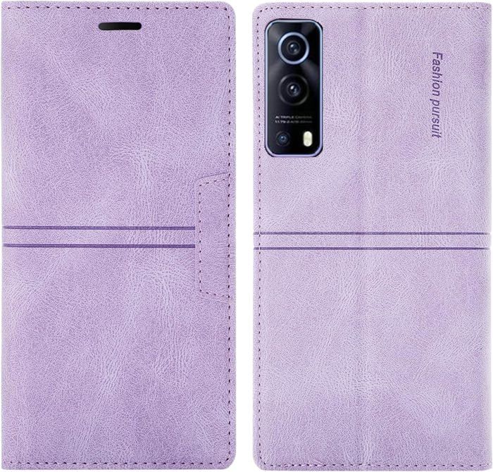 Custodia Flip Con Portafoglio Per Vivo Y72 5G – Tessuto Oxford E Pelle PU, Nero