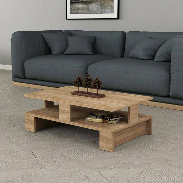 Table basse Dlettier - Dmora - Mélamine - Chêne 80x55.5h27.5 cm Table basse Dlettier - Dmora - Mélamine - Chêne 80x55.5h27.5 cm