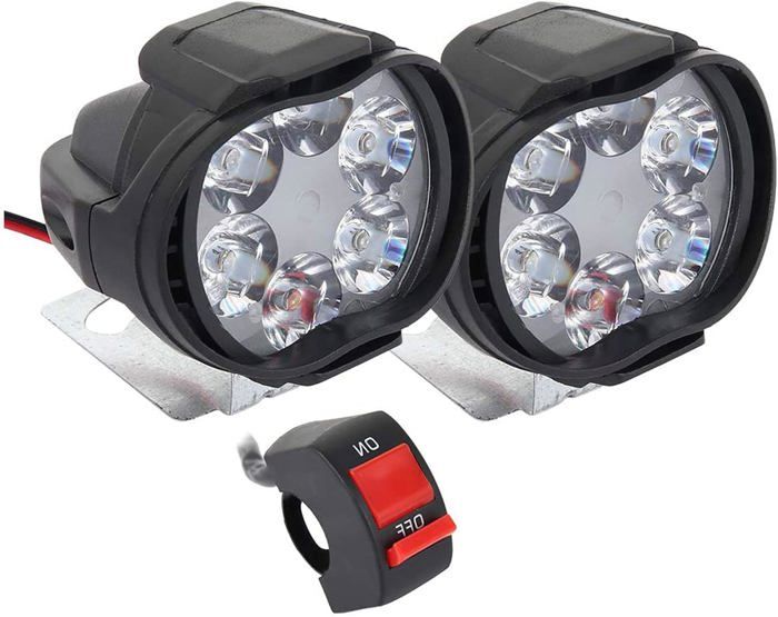 2 pièces moto LED projecteur phares double couleur blanc