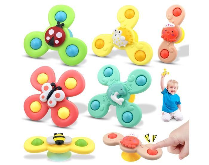 Lot De 3 Jouets Ventouse Pour Bébé - Crabes Sensoriels Pour Chaise Haute, Bain Et Voiture - Jouet D'éveil