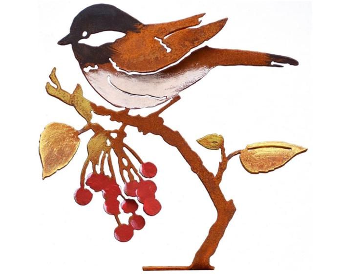 DTXYBC Décoration D'oiseaux Rouillés, 5pcs Oiseaux Rouillés, Patine Rouille Naturelle, Deco Jardin Exterieur Rouillée, Metal Birds Pour Jardin Patio Parc Et Clôture