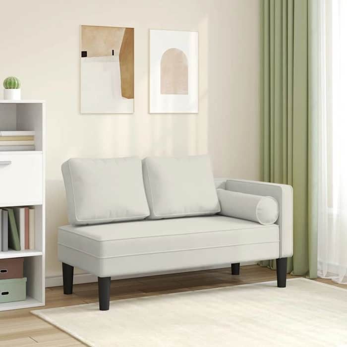 vidaXL Chaise longue avec coussins crème velours canapé rembourré canapé pour chambre à coucher canapé à 2 places 4007578 - vue 2
