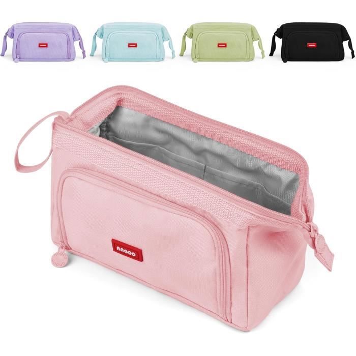 Trousse à Crayons De Grande Capacité Pour Enfants, Adultes, Adolescents, Boîte à Crayons Portable à 3 Compartiments, Trousse De Papeterie, Trousse De Maquillage, Fournitures Scolaires, D. Fuchsia