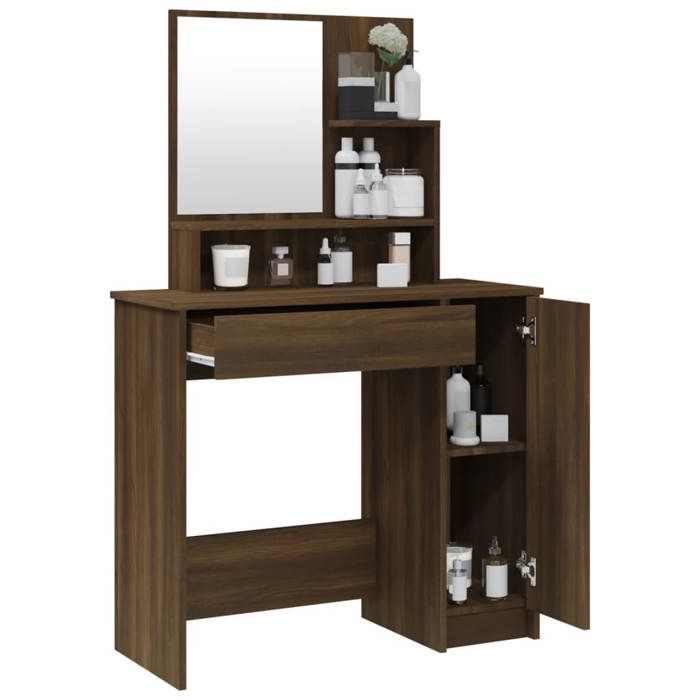 Promotion mai * Coiffeuse avec miroir - Table de cosmétique - Chêne marron 865x35x136 cm EU25820495