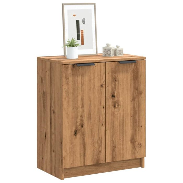 Armoire à chaussures - Chêne artisanal - 2 portes - Bois dingénierie - Style contemporain