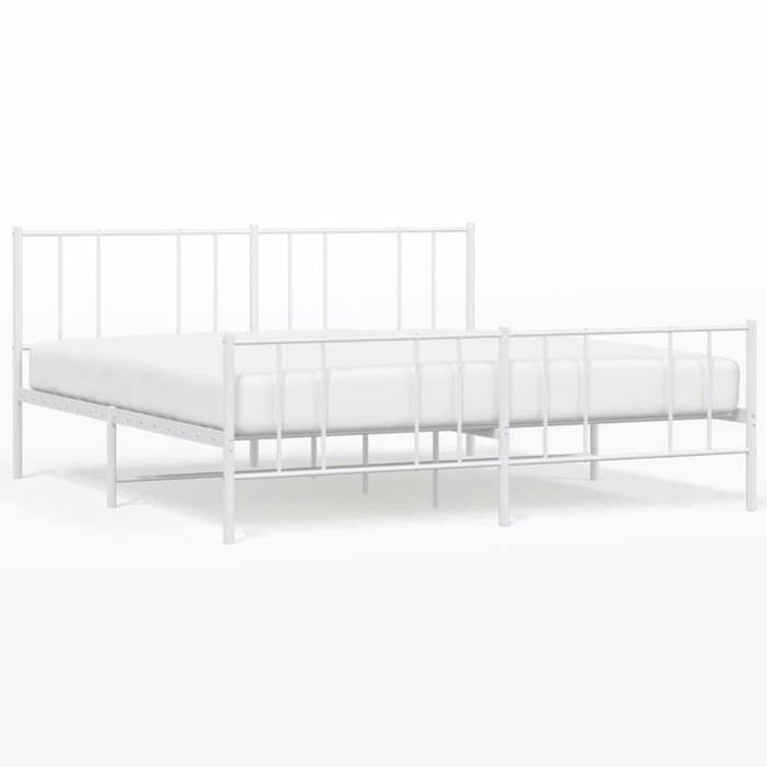 ESTINK® Structure de lit adulte/enfant - métal - sans matelas - et pied de lit - blanc 180x200 cm - @7040@