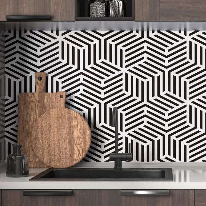 Yullpaper Papier Peint Adhésif Mural Géométrique Beige 44,5cm X 260cm - Décoration Facile Et Élégante