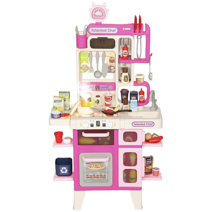 Cuisine enfant jouet dimitation - AIYAPLAY - lumières et sons réalistes 104 accessoires - plastique - 52 5x22x100cm - rose