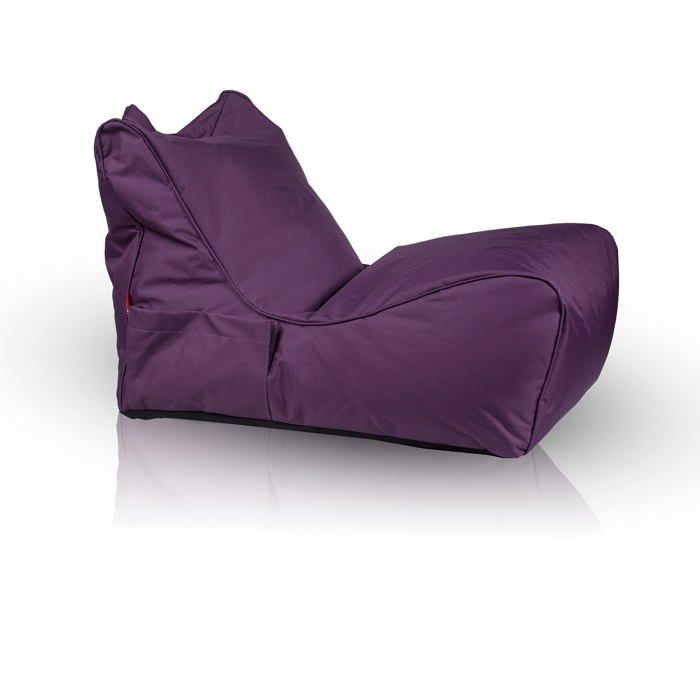 Pouf Fauteuil Chaise Longue Violet salon intérieur et extérieur tissu imperméable pochette et poignée Ecopuf