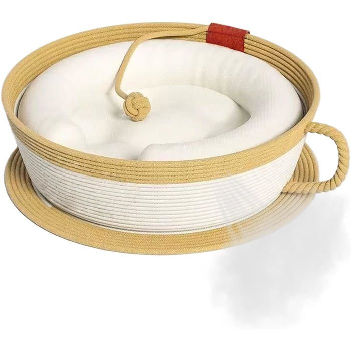 Panier pour chat en corde de coton - MICH - Forme tasse café - Douillet - Résistant aux griffures - Coussin amovible