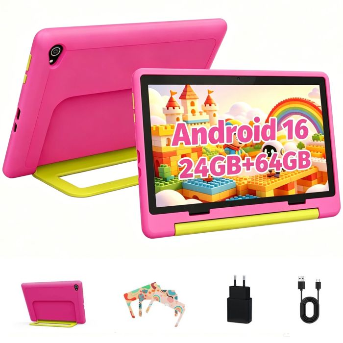 Tablette tactile 101 pour enfants - KOTSREN - Android 16 - 24 Go RAM (3+21) - 64 Go extensible 1 To