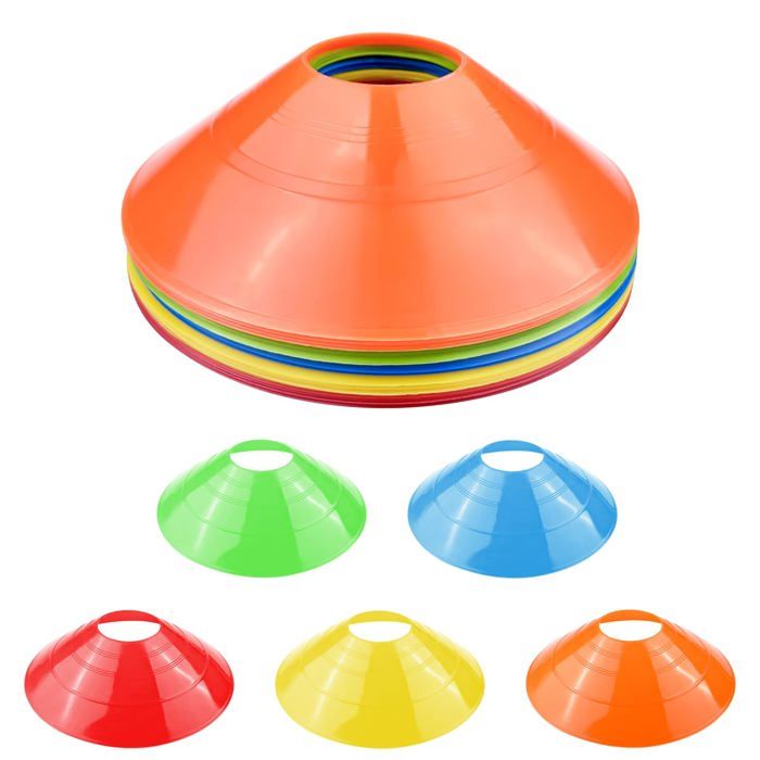 Accessoires entraînement sport - 1 lot cônes ronds support chapeau disques 5 couleurs - Convient pour football hoc Étiquette