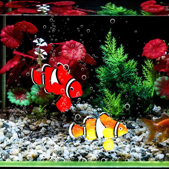 SALALIS Poisson clown bionique Poisson clown lumineux bionique en Silicone décoration de natation pour Aquarium animalerie bois