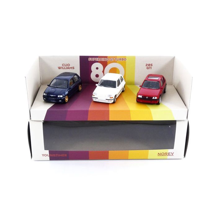 Véhicule miniature - Renault Pack Super 5 GT Turbo / Clio Williams / 205 GTI - 1/43 - Bleu/Blanc/Rouge - Dès 14 ans