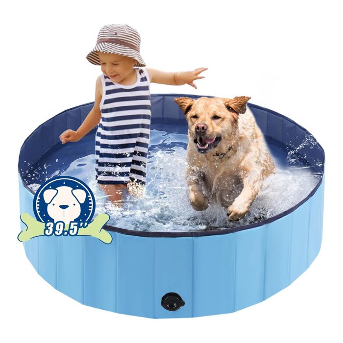 Piscine 100 x 30 cm Durable et facile à ranger Drainage pratique Convient animaux domestiques et aux enfants pesant jusquà 50 kg