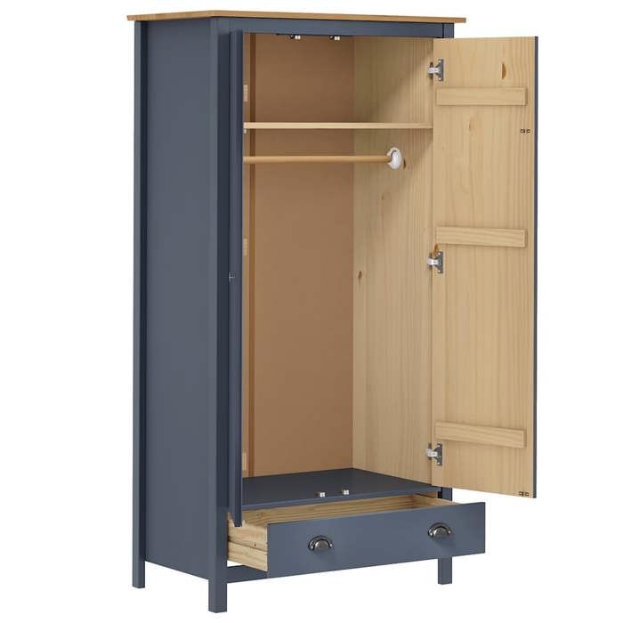 Décoratif - Garde-robe -(1 PCS）- Vidaxl - Armoire penderie Pour chambre à 2 portes Hill Gris 89x50x170cm - bois de pin solide3373