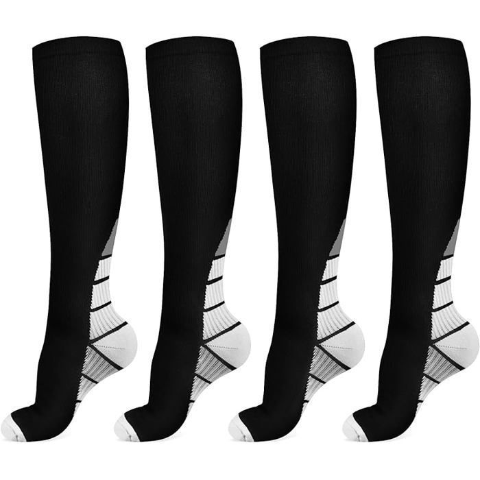 Bas de Contention pour Femmes et Hommes 2 Paires 15-20 mmHg Chaussettes de Compression Chaussettes de Contention pour L/XL