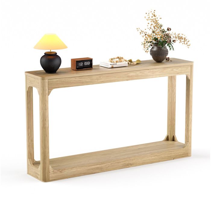 Console étroite 140 cm en bois clair MDF avec étagère ouverte pour entrée couloir et salon