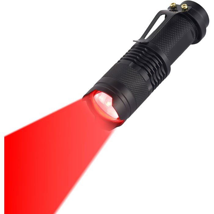Lampe Torche Rouge Lampe de Poche Rouge LED 3 Modes Étanche Portable Zoomable Lampe Lumiere Rouge [Classe énergétique A+]