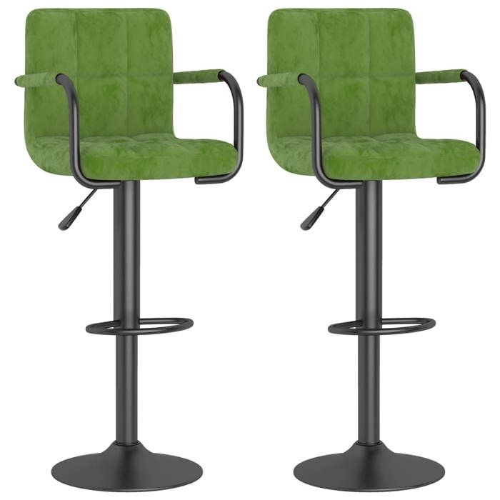 Les SoldesTabourets de bar Tabourets Cuisine - (2 pcs) - 2 personnes - vert clair velours(48x47x(90-111) cm) guy35q
