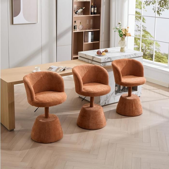 Tabouret de bar pivotant 360° AESVAR hauteur réglable chenille orange assise ronde vendu à lunité