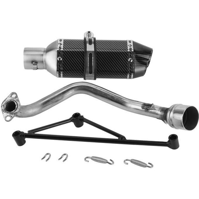 Système dÉchappement Complet En‑tête + Silencieux à Enfiler Style de Fibre de Carbone Convient pour GY6 125 auto dechappement