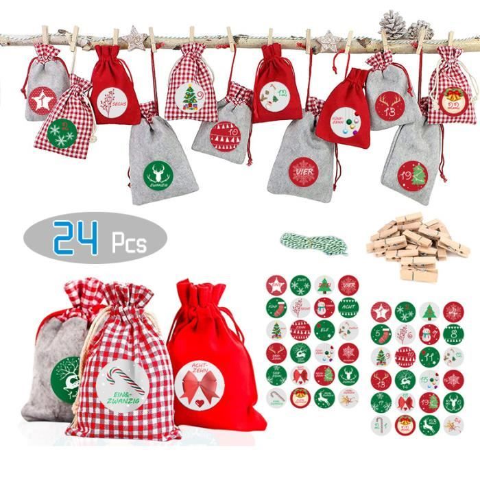 Calendrier de l'Avent à Remplir Soi-même - 24 Pochettes Cadeaux - DIY