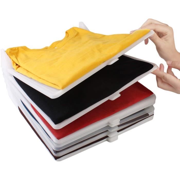 Planche à vêtements pliante Organisateur Tee Shirt Rangement de vêtements Anti-Rides. Organiseur t-Shirts Plateau pliant，10PCS