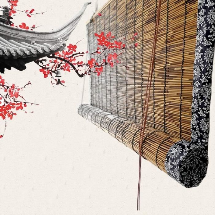 Store Enrouleur En Roseau Naturel - Occultant, Réglable, Pour Fenêtre, Cuisine, Jardin