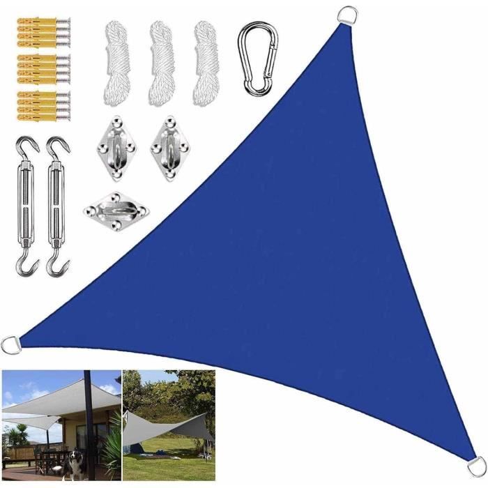 Voile D'ombrage Triangle - Protection UV 98%, Imperméable, Pour Terrasse, Jardin, Piscine - Avec Kit De Fixation - 2