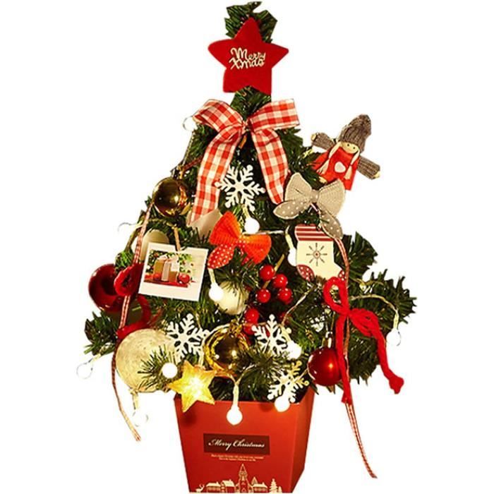 Mini Sapin De Noël Artificiel De 50 Cm Avec Lumière Led Et Pendentifs À