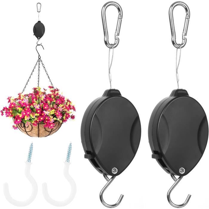 Poulie De Crochet Rétractable Pour Plantes, Panier De Fleurs, Facile à Atteindre, Paniers De Jardin, Pots Et Mangeoire à Oiseaux, 2 Pièces