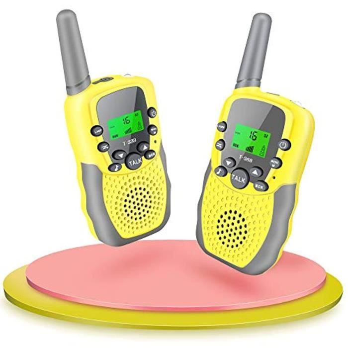 Fairwin Talkie Walkie Enfants Rechargeable, Jouet Garçon 3-12 Ans Talkie  Walkie Longue Portée 8 Canaux Écran LCD et Lampe de Torche Two Radio Longue