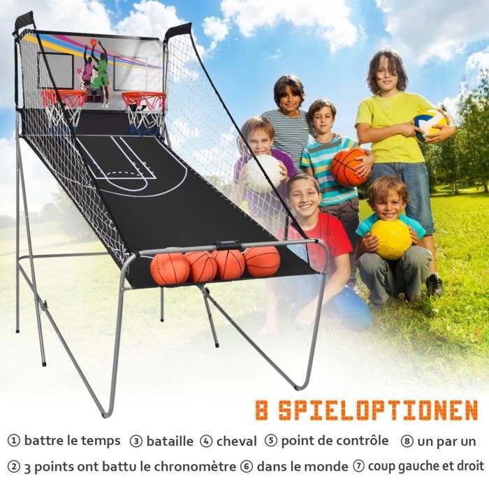 COSTWAY Jeu de Basketball Arcade Double Shootout Double Panier Compteur  Electronique avec 4 Ballons,1 Pompe Panier de Basket Pliable