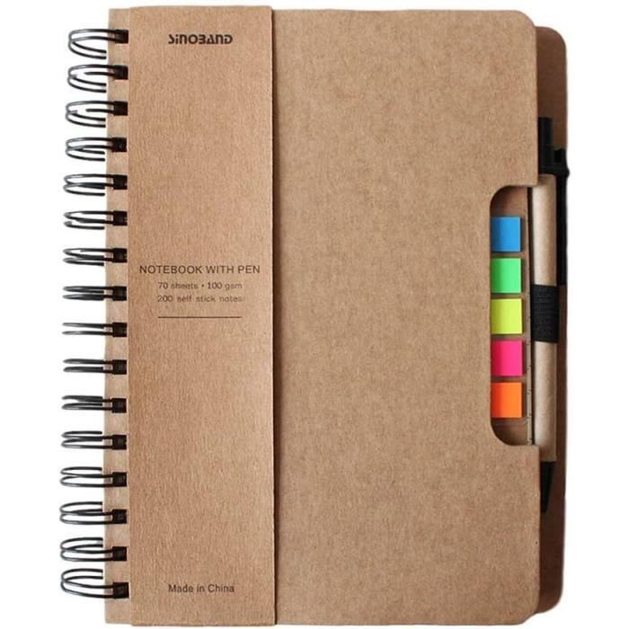 Steno Notepad à spirales lignées avec poche et stylo dans un
