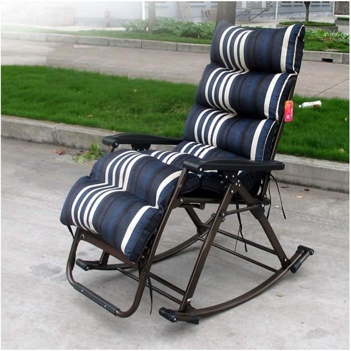 Chaise Longue De Jardin Extra Large Pliante Avec Coussin - Transat Portable Avec Porte-Gobelet