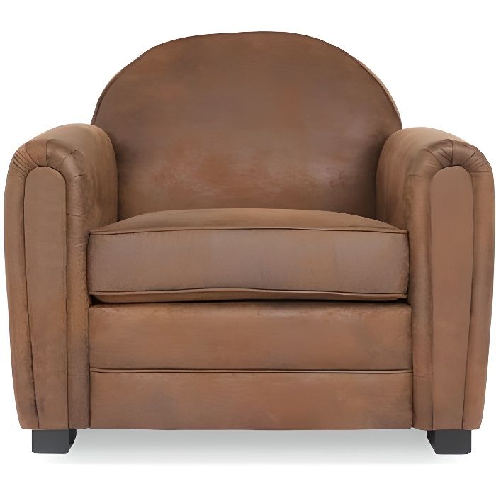 fauteuil club - vintage - william - marron - tissu