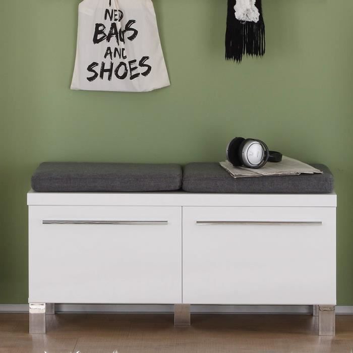 Meuble A Chaussures Design Blanc Laque Azel Blanc L 100 X P 35 X H