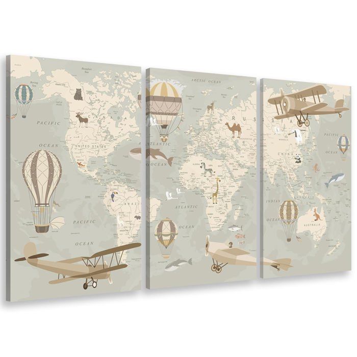 Hxa Deco Tableau Enfant Carte Du Monde Avions Et Montgolfieres 80x50 Cm Decoration Murale Decoration Chambre Art Mural Tableau Deco Decoration De La Maison Ameublement Et Decoration Dwteam In