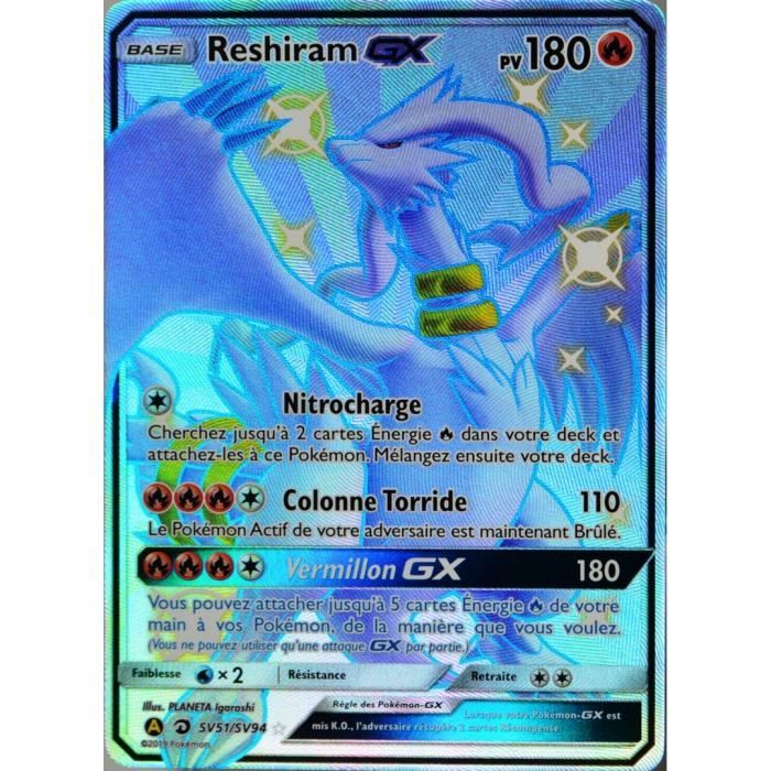 Carte Pokemon Sv51 68 Reshiram Gx 180 Pv Shiny Sl11 5 Soleil Et Lune Destinees Occultes Neuf Fr Cdiscount Jeux Jouets
