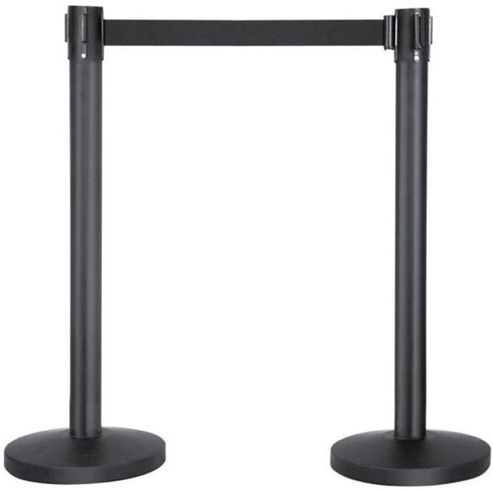 Yaheetech 6 Poteaux de Guidage avec 6 Corde 2M R/étractable Barri/ère de Guidage Syst/ème de Balisage pour Personnes Lourd de Base pour la Stabilit/é