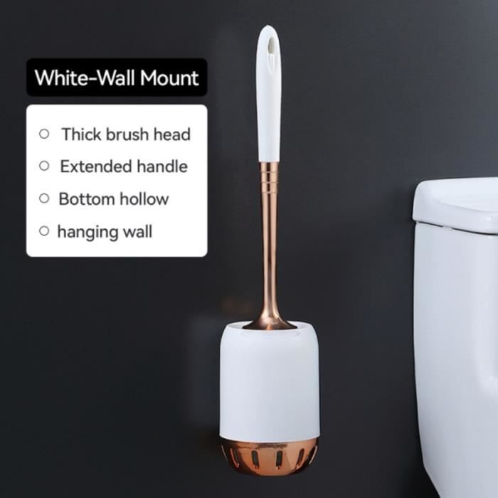 Ensemble Brosse WC Avec Support - Acier Inoxydable Et Verre Trempé - 2 Têtes Souples - Fixation Murale Sans Percer