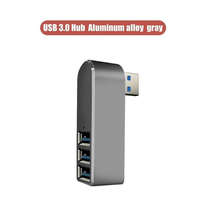 Hub USB 3.0 sans fil 3 en 1, adaptateur pour ordinateur portable,  ordinateur, chargeur USB, Extension Dell, Le Alloy Gray -WGHY550