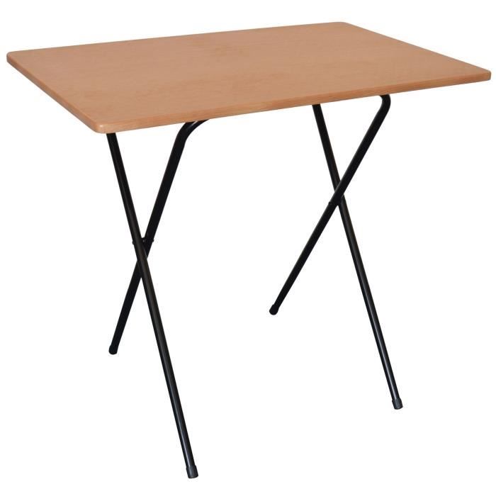 en bois structure noire/dessus imitation bois Table pliable pour ordinateur portable 
